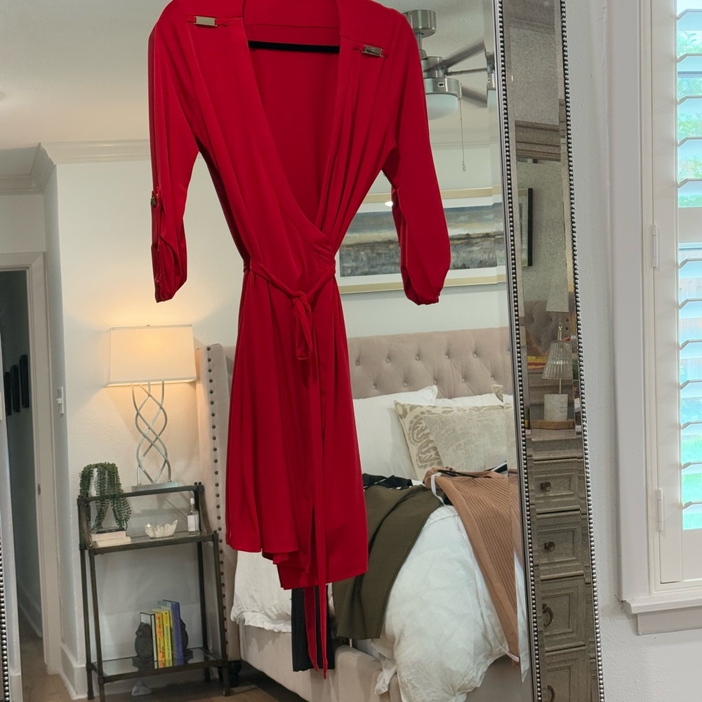 Calvin Klein Red Wrap Dress